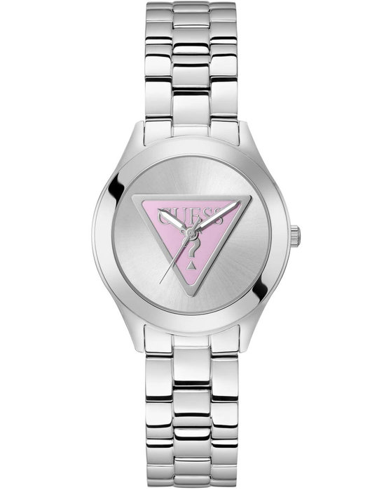 GUESS Tri Plaque Silver Stainless Steel Bracelet