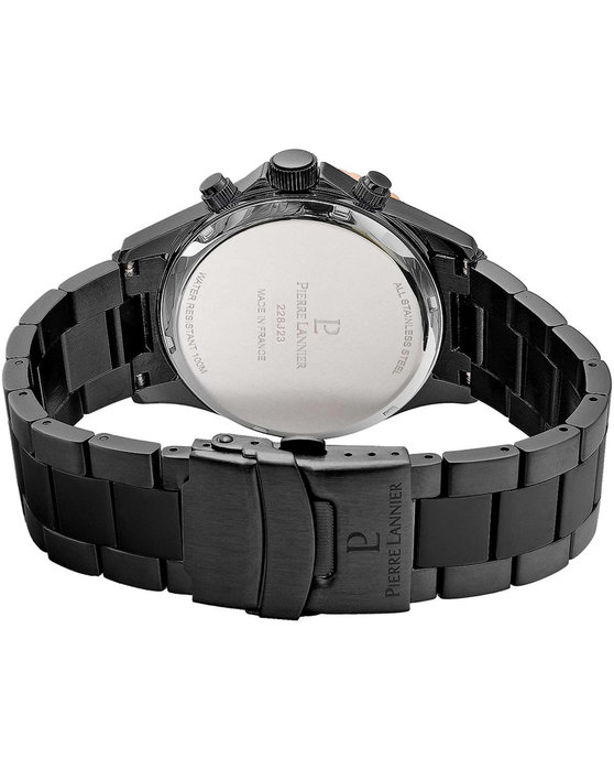 PIERRE LANNIER Cronos Chronograph Black Stainless Steel Bracelet