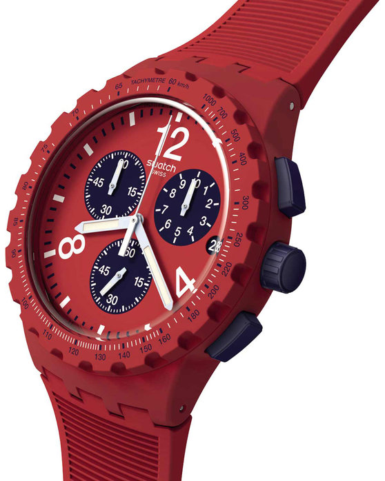 SWATCH Essentials Primarily Red Chronograph Red Silicone Strap