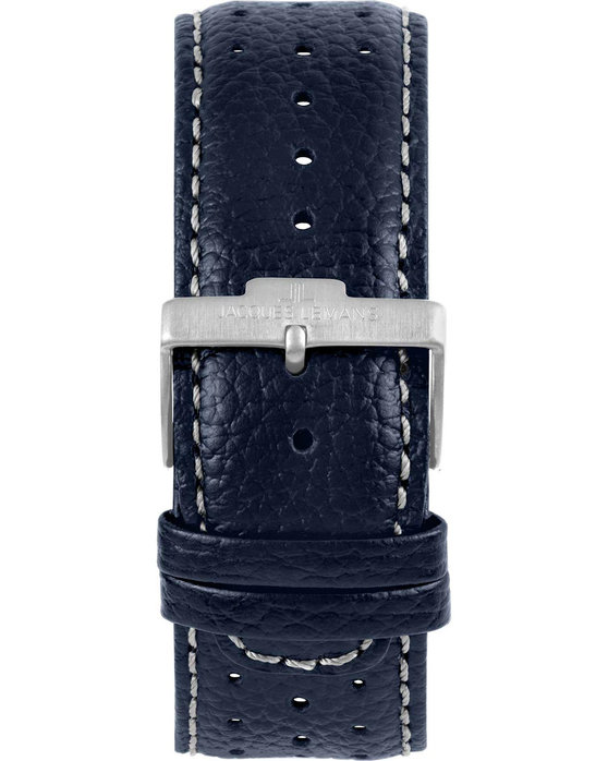 Jacques LEMANS Lugano Chronograph Blue Leather Strap