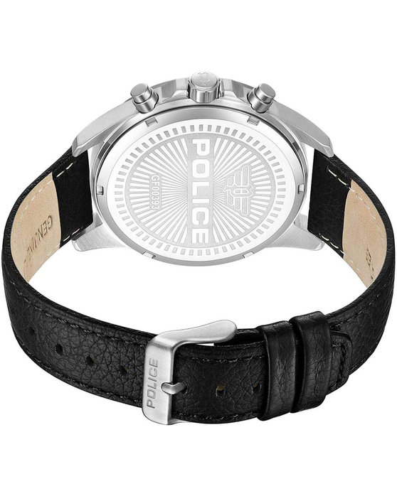POLICE Chester Dual Time Black Leather Strap