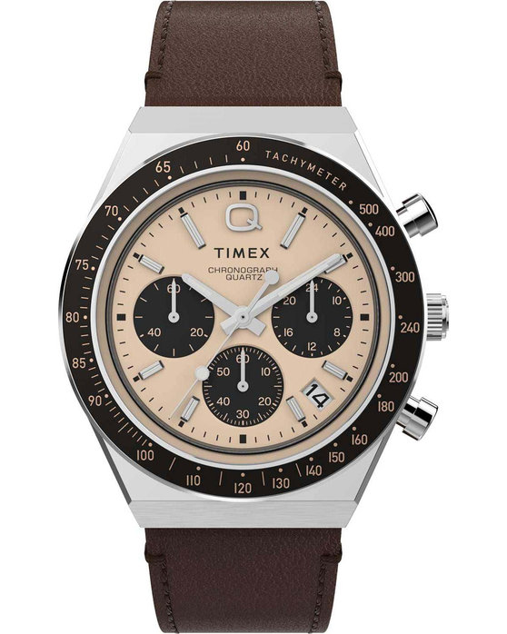 Q Timex Tachymeter Brown Leather Strap