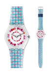 SWATCH Roses4U Love Multicolor Fabric and Leather Strap