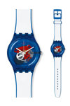 SWATCH Blue Clownfish White Rubber Strap