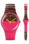 SWATCH Woodkid Brown and Fuchsia Rubber Strap