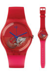 SWATCH Dipred Red and Pink Rubber Strap