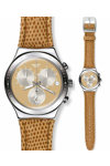 SWATCH Irony Mens Chrono Sand Dune Brown Leather Strap