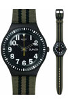 SWATCH The Capt Black and Khaki Fabric Strap