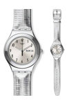 SWATCH Moon Plaided Grey Leather Strap