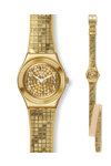 SWATCH Dance Floor Gold Leather Strap