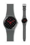 SWATCH Text Ure Mens Grey Rubber Strap
