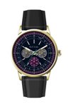 PAUL SMITH Multifunction Gold Black Leather Strap