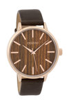 OOZOO Timepieces Cherry Wood Dial Brown Leather Strap