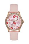 GUESS Ladies Crystals Pink Leather Strap