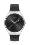 SWATCH Skin Irony Black Quilted Black Leather Strap