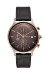 KENNETH COLE Gents Dual Time Black Leather Strap