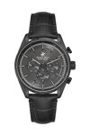 BEVERLY HILLS POLO CLUB Gents Dual Time Black Leather Strap