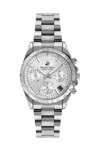 BEVERLY HILLS POLO CLUB Ladies Dual Time Silver Stainless Steel Bracelet