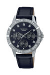 CASIO Sheen Crystals Black Leather Strap