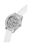 GUESS G Gloss Crystals White Leather Strap