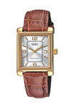 CASIO Collection Brown Leather Strap Silver Dial