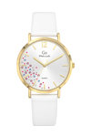 GO Mademoiselle Crystals White Leather Strap