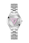 GUESS Tri Plaque Silver Stainless Steel Bracelet