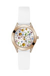 GUESS Mini Wonderlust Crystals White Rubber Strap