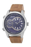 3GUYS Dual Time Brown Leather Strap