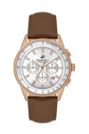 BEVERLY HILLS POLO CLUB Dual Time Brown Leather Strap