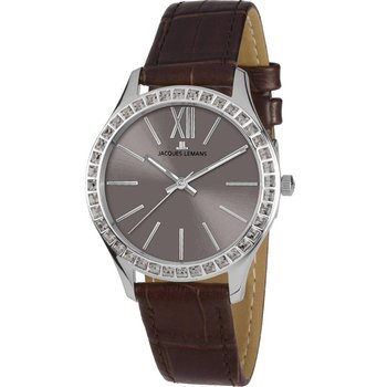 Jacques LEMANS Rome Crystal Brown Leather Strap
