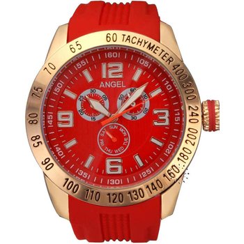 ANGEL New York Ladies Rose Gold Coral Rubber Strap