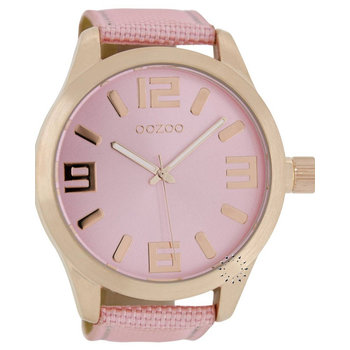 OOZOO XXL Τimepieces Rose Gold Pink Fabric Strap