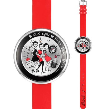 ELLE GIRL Stainless Steel Red Leather Strap