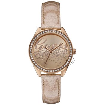 GUESS Crystal Rose Gold Leather Strap