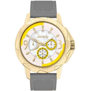 DECERTO Candy Gold Alloy Grey Leather Strap