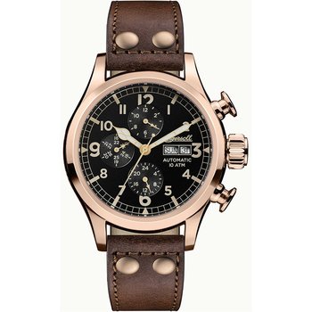 INGERSOLL ARMSTRONG Rose Gold Automatic Brown Leather Strap