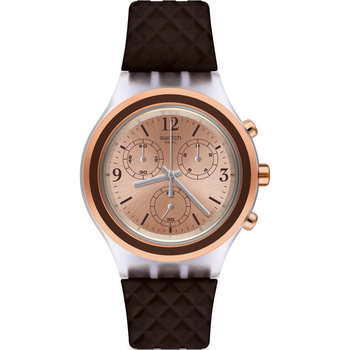 SWATCH Time To Swatch Elebrown Chronograph Brown Silicone Strap