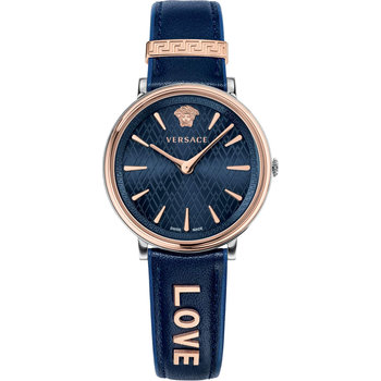 VERSACE V-Circle Blue Leather