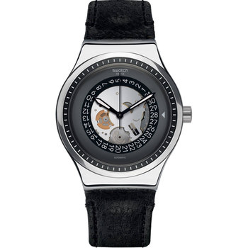SWATCH Sistem Solaire Automatic Black Leather Strap
