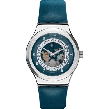 SWATCH Sistem Through Automatic Blue Leather Strap