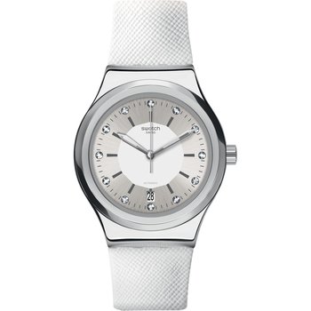 SWATCH Irony Sistem 51 Inside Crystals Automatic White Leather Strap