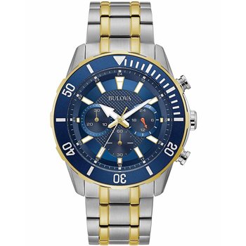 BULOVA Sport Collection Chronograph Two Tone Stainless Steel Bracelet