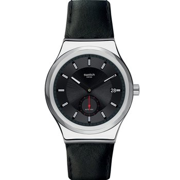 SWATCH Petite Seconde Automatic Black Leather Strap