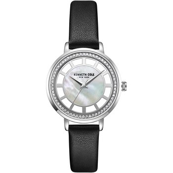 KENNETH COLE Ladies Crystals Black Leather Strap