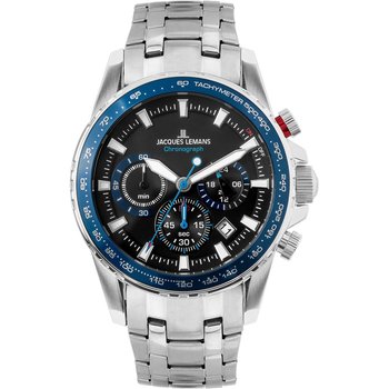 Jacques LEMANS Liverpool Chronograph Silver Stainless Steel Bracelet
