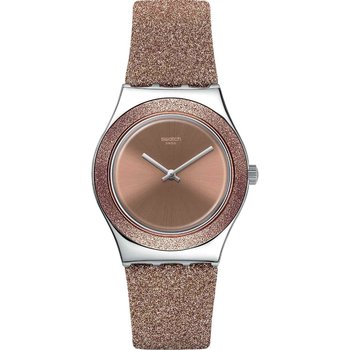 SWATCH Irony Rose Sparkle Brown Combined Materials Strap