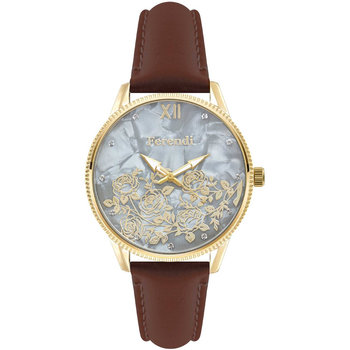 FERENDI Posy Crystals Brown Leather Strap