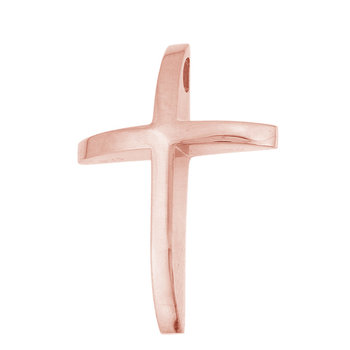Βαπτιστικός σταυρός SAVVIDIS ροζ χρυσός λουστρέ με καμπυλωτό τελείωμα 14Κ