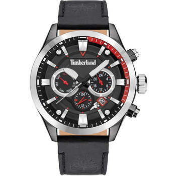 TIMBERLAND Tidemark Dual Time Black Leather Strap